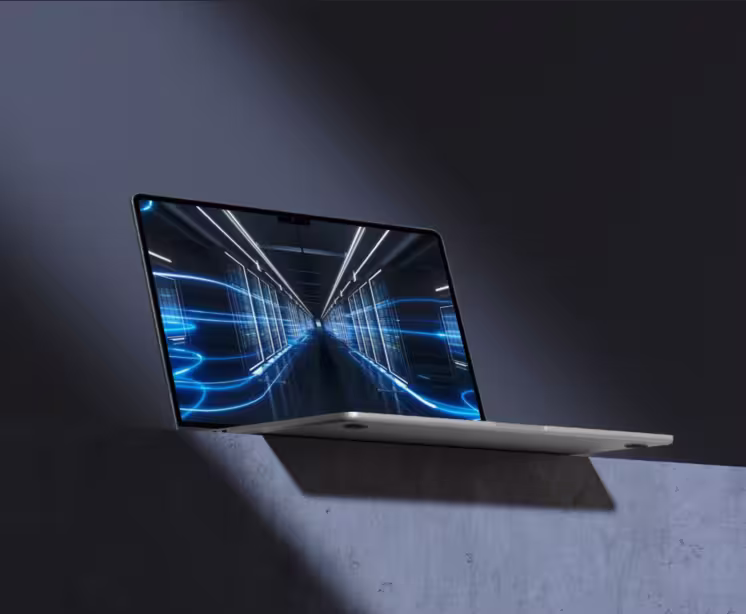 Laptop with glowing screen